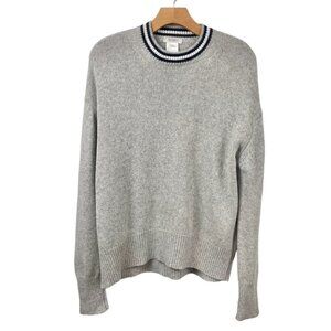 * Bartolini Grey Varsity Striped Wool and Cashmere Blend Crewneck Sweater Size S